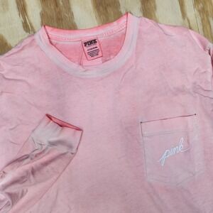 Pink Victoria's Secret Womens Small Light Faded Dye Pink‎ Long Sleeve Big Logo